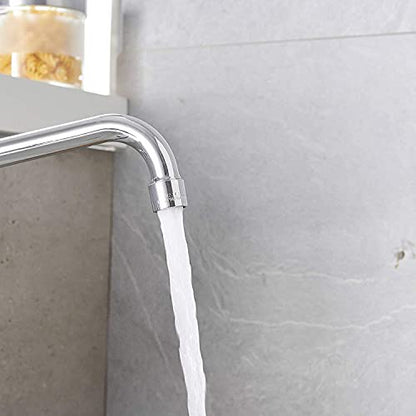 Wall Mount Kitchen Faucet with 10 Inch Swivel Spout, Chrome | Lead-Free Brass,8 Inches Center,Dual Handle Hot & Cold Mixer, Commercial Faucet for Restaurant/Laundry/Utility Sinks - size: 10 Inch