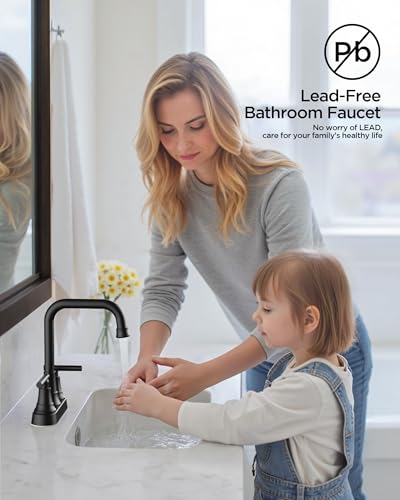 FORIOUS RV Bathroom Sink Faucet Matte Black, 4 In Cenerset Bathroom Faucet | 4 Inch Bathroom Faucet Black 2 Hole or 3 Hole, Black Faucet for Bathroom Sink Centerset with Pop-up Drain and Supply Lines - color: Black