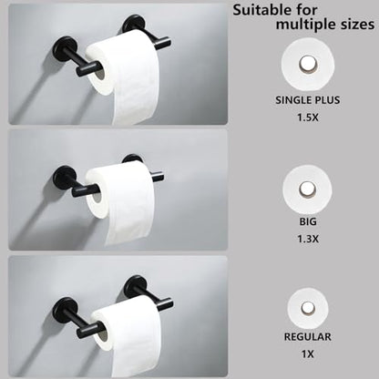 Matte Black Flip Toilet Paper Holder and Hand Towel Ring Set 2 Pieces Bathroom Hardware Accessories Set SUS 304 Stainless Steel Heavy Duty Wall Mounted Bathroom Holder - color: Black