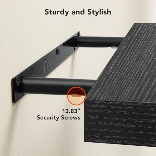 AMADA HOMEFURNISHING Floating Shelves Wall Mounted, 15 x 7 Inch Wall Shelves for Bathroom, Bedroom, Living Room, Black Shelves Set of 2 - color: Black, size: 15 inches