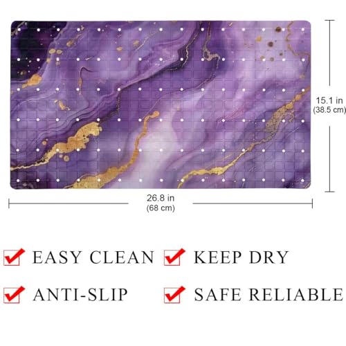 Baby Bath Mat Non Slip 26.8"x15.1" Bathtub Mat for Baby Eco Friendly Durable Bath Mat for Tub Non Slip Kids Tub Mat with Suction Cups, Purple Marble Texture - color: Multi 14