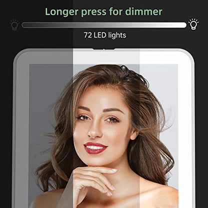 FUNTOUCH Rechargeable Portable Makeup Mirror with 72 LED Lights 1X/5X | Travel Lighted 1X/5X Magnification, 3 Color Lighting,Dimmable Touch Screen, Tabletop Folding Cosmetic Lights - color: Bright White