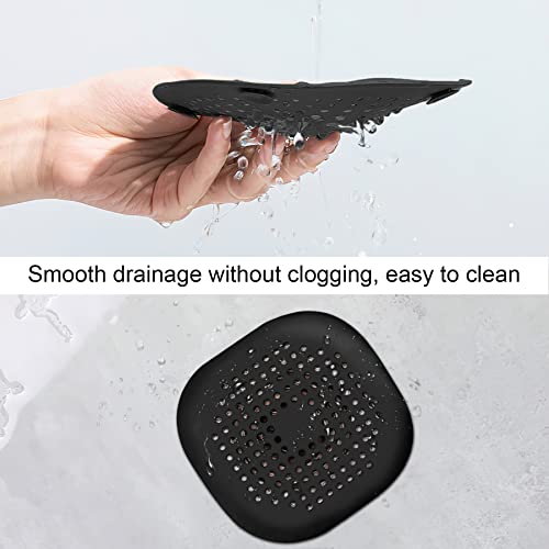 4 Pieces Shower Drain Hair Catcher Bathtub Stopper Home Drain Protectors Drain Cover with Sucker Water Trap Sink Cover for Bathroom Bathtub and Kitchen (Black) - color: 4 Pcs Black