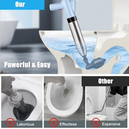 High Pressure Toilet Plunger Heavy Duty Air Drain Blaster with Real-Time Barometer Multi-Drain Clog Remover for Toilets, Sinks, Tubs & Pipes - Fast, Effective Unclogging Tool (Blue) - size: Toilet plunger-Blue