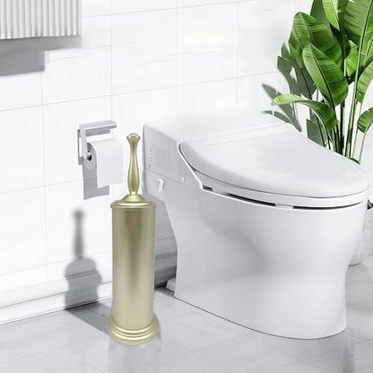 Satin Matte Soft Gold Toilet Bowl Brush with Holder, Durable Bathroom Cleaning Tool, Modern Design for Easy Toilet Maintenance, Bathroom Cleaner Brush for Efficient Cleaning and Hygiene - color: Gold 1