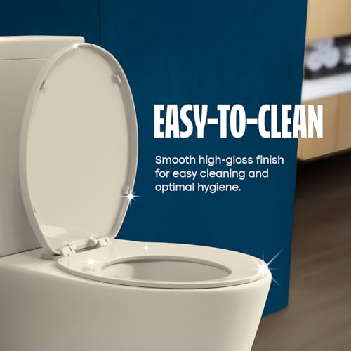 HIGHCRAFT Premium Round Toilet Seat with Adjustable Hinges - Molded Plastic Toilet Seat - Fits Standard Round Toilets - Round Seat in Bone/Beige - color: Bone, size: Round