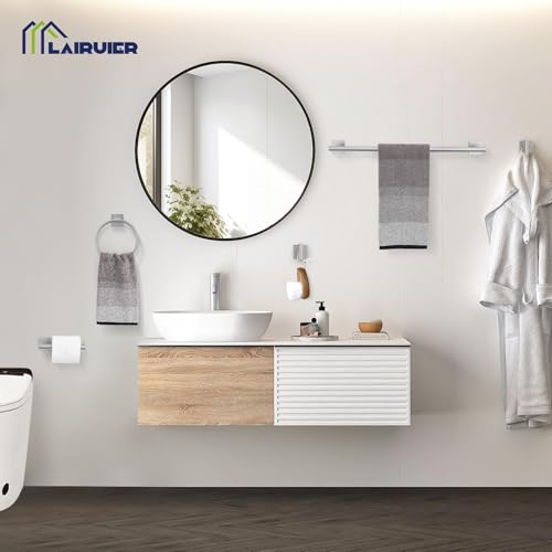 Lairuier 10-Piece Brushed Nickel Bathroom Accessories, Towel Bar Set | Bathroom Hardware Set Includes SUS304 23.6" Towel Bar, Towel Ring, Toilet Paper Holder and Towel Hooks Wall Mounted - color: Brushed Nickel, size: 10 Pieces - Extended