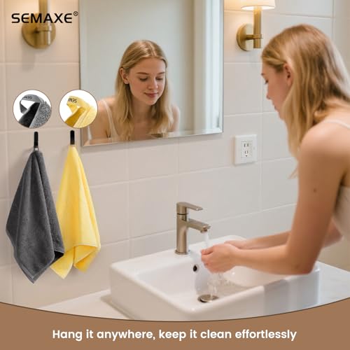 4-Pack Cotton Hand Towels for Bathroom with Hanging Loops, Yellow&Gray | Sink-side towels for drying hands and face, ideal for bathrooms, guest baths, powder rooms, OEKO-TEX certified, easy care - color: B01: Yellow & Gray