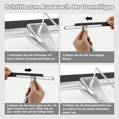 Shower Squeegee, 10 Inch Squeegee Shower Stainless Steel Window Squeegee for Glass Door Shower with Holder