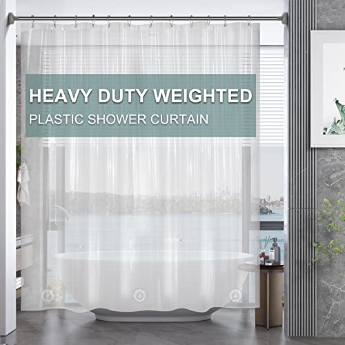 AmazerBath Plastic Shower Curtain Clear Premium PEVA, Clear Shower Curtain Heavy Duty 8G, Weighted Shower Curtains for Bathroom Accessories with 3 Big Stones and 12 Rustproof Grommets, 72x72 Inches - color: Clear, size: 72"W x 72"L (Pack of 1)