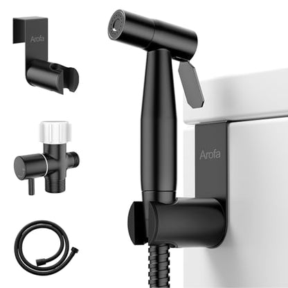 Arofa Handheld Bidet Sprayer, Bidet Attachment for Toilet, Matte Black | Adjustabel Water Pressure, Leak-Free Hose, Fits Two-Piece Toilets, Feminine/Baby/Pet Wash, Cloth Diaper Rinse, Easy Install - color: Black, size: 1 Pack