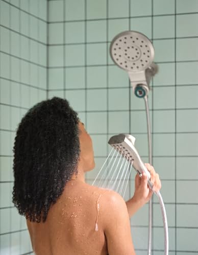 Moen 220C2EPSRN Verso Showerhead Combo, Magnetix, Brushed Nickel | Rain and handshower combo, Magnetix docking, Infiniti dial spray control, 60" hose, brushed nickel finish - color: Spot Resist Nickel