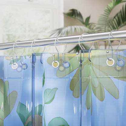 AmazerBath Silver Shower Curtain Hooks, Shower Curtain Rings, Simple Double Shower Curtain Hooks Rust Proof, Metal Smooth Glide Shower Hooks for Shower Curtain Rod, 12 Pcs Shower Rod Hooks - color: Space Silver, style: Minimalist - Double Shower Hooks