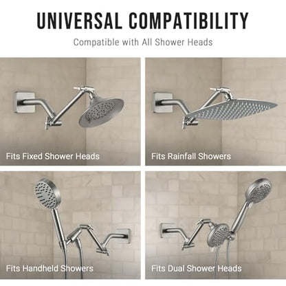 G-Promise 6 Inch Shower Extender with 6 Inch Arm and Flange(Brushed Nickel) | Solid Brass Construction, Height and Angle Adjustable, Standard Connection Thread, All Installation Tools Included - color: Brushed Nickel, style: 6 Inch