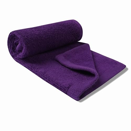 Fingertip Hand Towel | Absorbent |11x18 | Terry Velour Premium Washcloths, Bathroom use, 100% Cotton, Face, fingertip, Soft, Guest Towels (Pack of 4) (4, Purple) - color: Purple