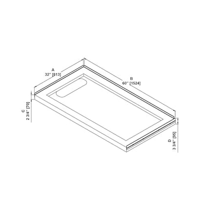 OVE Decors 60x32" Shower Base, White - size: 60 x 32, style: Side Drain