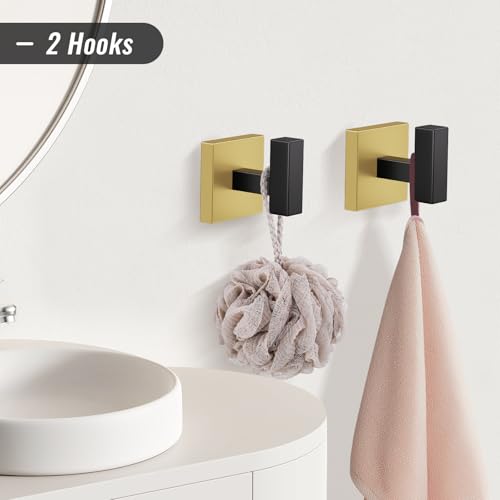 YACVCL Towel Bar Set, 5-Piece Black and Gold Bathroom Hardware Set, Black&Gold Bathroom Accessories Set, SUS304 Stainless Steel 23.6 Inch Towel Holder Towel Racks Set Wall Mounted - color: Black&gold, size: 5 Pieces