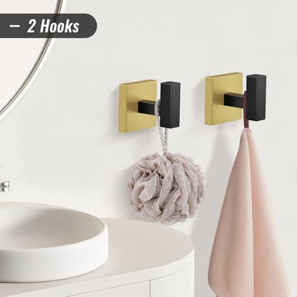 YACVCL 10-Piece Towel Bar Set,Black and Gold Bathroom Hardware Set, Black&Gold Bathroom Accessories Set, SUS304 Stainless Steel 23.6 Inch Towel Holder Towel Racks Set Wall Mounted - color: Black&gold, size: 10 Pieces