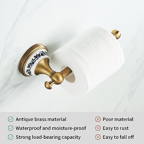 Toilet Paper Holder, Bathroom Toilet Paper Roll Holder Antique Bronze Brass Wall Mounted Bathroom Hardware Accessories,Porcelain Design - color: Toilet Paper Holder