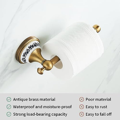 Toilet Paper Holder, Bathroom Toilet Paper Roll Holder Antique Bronze Brass Wall Mounted Bathroom Hardware Accessories,Porcelain Design - color: Toilet Paper Holder