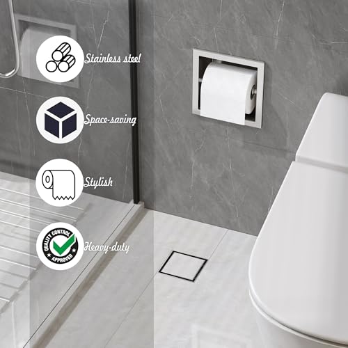 Neodrain Brushed 304 Stainless Steel Recessed in Wall Toilet Paper Holder | Rustproof,Durable construction, Space-saving, Built-in Wall toilet paper Holder for Bathroom & RV - color: Brushed, size: 6X6In