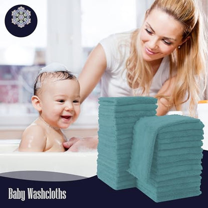 Baby Washcloths, Microfiber Baby Towel - Teal, 10x10 Inch (Pack of 32) - color: Teal, size: 10x10 Inch (Pack of 32)