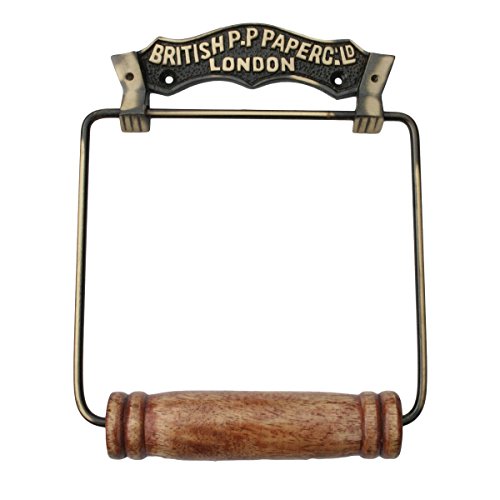 Renovators Supply Manufacturing Toilet Paper Holder Stand Wall Mount 7 in. Brass Toilet Paper Roll Holder with Mounting Hardware - color: Antique Brass London