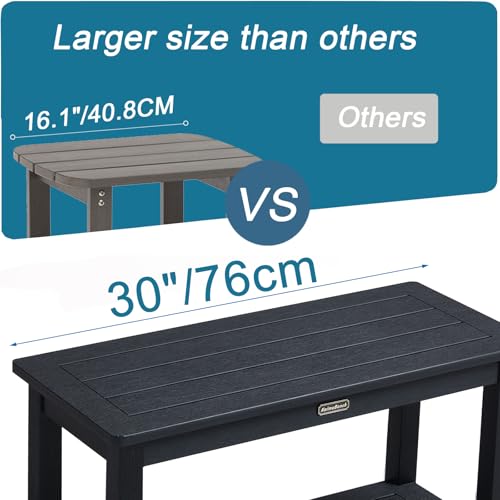 KaimuBench 30'' Waterproof Shower Stool, Poly Lumber Shower Bench Seat for Shaving Legs, HDPS Plastic Bath Chair Seat, Non-Slip & No Maintenance, Black, Weight Capacity 700LBS (30 x 13 Inches) - color: Black, size: XL Size(30*13*18'')