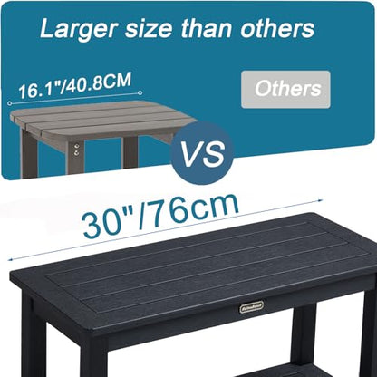 KaimuBench 30'' Waterproof Shower Stool, Poly Lumber Shower Bench Seat for Shaving Legs, HDPS Plastic Bath Chair Seat, Non-Slip & No Maintenance, Black, Weight Capacity 700LBS (30 x 13 Inches) - color: Black, size: XL Size(30*13*18'')