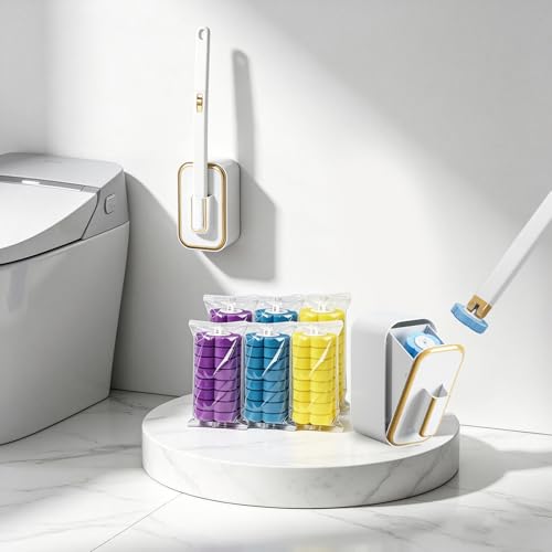 48 PCS Disposable Toilet Bowl Brush Refills, Disposable Toilet Brush Heads, Toilet Wand Disposable Refill Heads, Disposable Replacement Head - color: 48pcs Replacement Heads