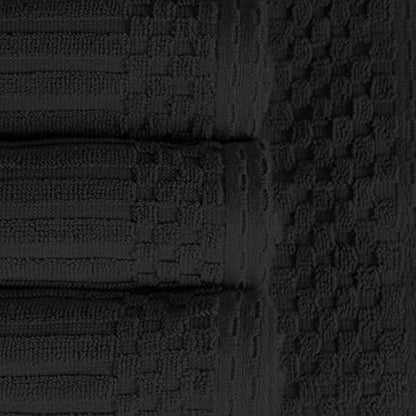 Superior Cotton 4-Piece Solid and Ribbed Hand Towel Set, Hand Towels- 16" x 28", Black - color: Black, size: Hand Towel 4-Pack