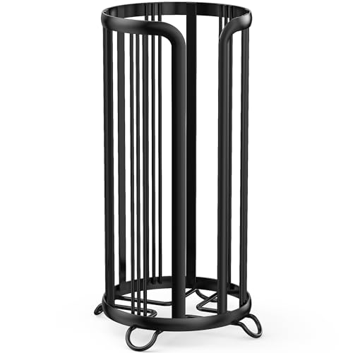 Toilet Paper Holder Stand, Freestanding Bathroom Tissue Organizer，Black | No Drilling No Assemble,Rustproof,Waterproof Raised Feet,Fit 3 Mega Rolls,Instant Paper Storage,Space-saving Renter Friendly - color: Black