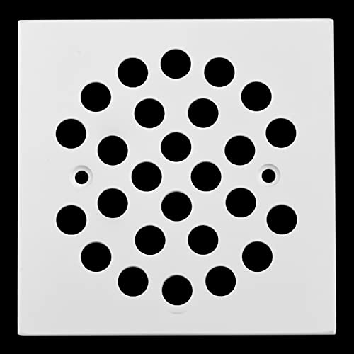 Square 4-1/4 Inch Screw-in Shower Drain Cover Replacement Square Floor Drainer Grate,Brushed Nickel,Brushed Gold,Oil Rubbed Bronze,Chrome (White) - color: White, size: 1-1/4