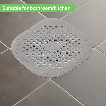 Hair Drain Catcher,Square Drain Cover for Shower Silicone Hair Stopper with Suction Cup,Easy to Install Suit for Bathroom,Bathtub,Kitchen 4Pack (Gray+White) - color: Gray+white