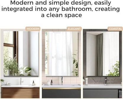 14 x 18 Inch Bathroom Medicine Cabinet with Mirror, Medicine Cabinet Mirror, Bathroom Mirror with Storage with One Adjustable Shelf, Assembly Required, Support Recessed or Surface Mount - size: 14 x 18