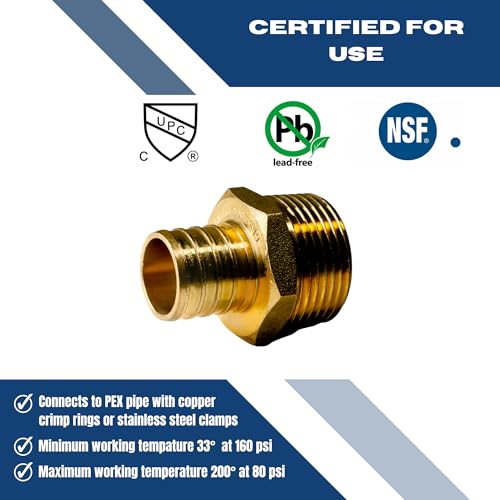 2 Pack XFITTING 1 inch Pex x 1 inch Male NPT Adapter, 1" Pex MNPT - size: 1" Pex x 1" Male