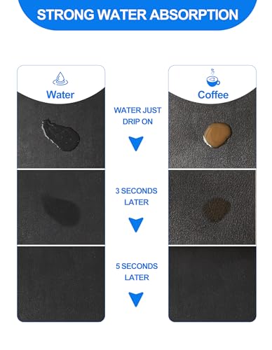 Dish Drying Mat for Kitchen Counter, 12"x19" Pad with Rubber Backed (Black) | Hide Stain Anti Absorbent for Kitchen Counter, Non-slip Drying Mat for Coffee Machine Dish Rack - size: 12" x 19"