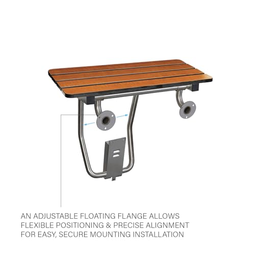 Seachrome 30-inch x 15-inch in ADA Folding Wall Mount Bathroom Shower Seat Bench, Teak Phenolic Seat - color: Teak, size: 30"