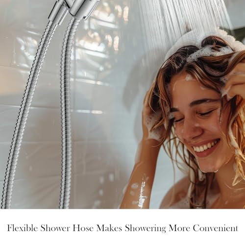 Shower Hose, 79 Inches Extra Long Stainless Steel Handheld Shower Head Hose Replacement with Brass Insert and Nut, Flexible Hose Extension for Hand Held Shower Head - color: Chrome