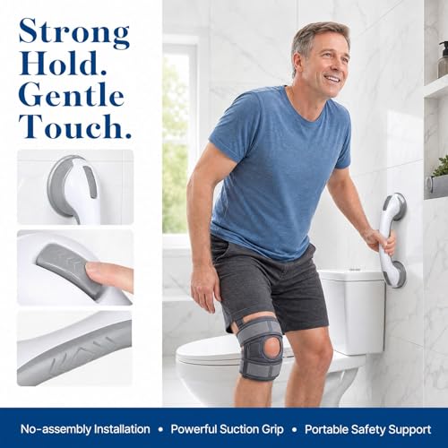 Grab Bars for Showers and Bathtubs 2 Pack, 12 Inch, Yenisyea | Suction Cup Shower Handles for Elderly and Seniors, Heavy Duty Shower Safety Bars for Bathroom Removable No Drill