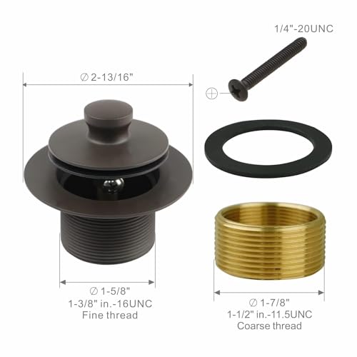 WELSAN Oil Rubbed Bronze Tub Drain and 1 Hole Faceplate Overflow Bath Kit | Universal Lift & Turn, Fine/Coarse Thread Conversion Twist Trim Kit Assembly, Bronze, For 1-3/8" & 1-1/2" Bathroom Tub Drains - color: Bronze