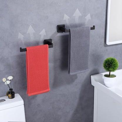LANC Bathroom Hand Towel Holder 10 Inche Matte Black Hand Towel Bar 2 Pack Left and Right Side Square Towel Ring for Kitchen Toilet Wall Mount Stainless Steel Modern Towel Rack,A8806MB-LRP2 - color: Matte Black, size: Left & Right