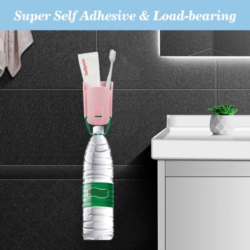 Toothbrush Holders for Bathrooms Toothbrush Holders Wall Mounted BPA-Free Tooth Brush Holder with Toothbrush Cup Drilling-Free (Pink) - color: Pink