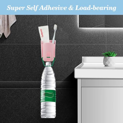 Toothbrush Holders for Bathrooms Toothbrush Holders Wall Mounted BPA-Free Tooth Brush Holder with Toothbrush Cup Drilling-Free (Pink) - color: Pink