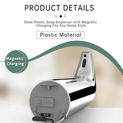 Automatic Liquid Soap Dispenser, 4-Level,Rechargeable | Plastic,13.5oz/400ml Silver Touchless Electric Hand & Dish Countertop Soap Dispensers with Sensor for Bathroom,Kitchen Sink - color: Silver, style: Rechargeable