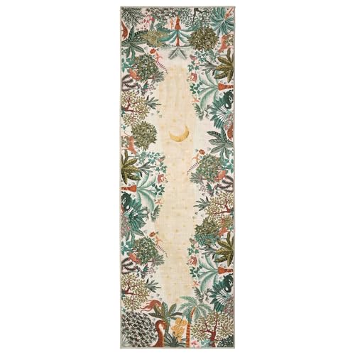 GarveeHome 2.5x8 Jungle Hallway Runner Rug, Soft Beige Animal Long Kitchen Runner Non Slip Entryway Rug Farmhouse Thin Laundry Mat Stain Resistant Carpet for Bathroom Beside - color: Beige, size: 2'6" x 8' (Rectangular)