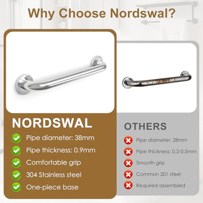Grab Bar Bundle for Commercial Residential Restrooms - ADA Compliance - 304 Silver Stainless Steel -1.5" Diameter - 18", 36", 42" - Pack of 3 - color: Silver