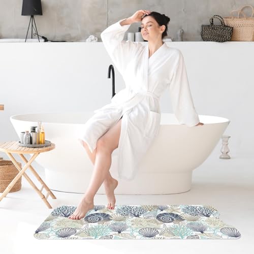 Bath Mat for Tub, Cute Seashells, 40 X 16 Inch, for Bathtub | Ocean Starfish Beach Extra Long Tub with Suction Cups and Drain Holes for Kid Adult Elderly - color: Seashells