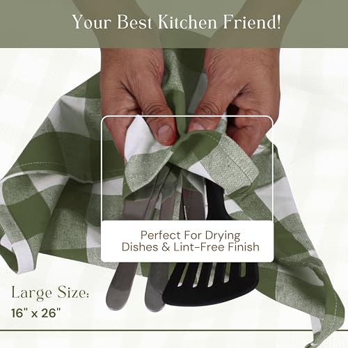 Mint Green and White Buffalo Check Kitchen Towels, 16x26 Inches, 4 Pack, 100% Cotton Dish Cloths, Reusable Hand Towels for Drying Glassware, Cleaning Spills, Farmhouse Plaid Towel - color: Mint Green, size: 16 X 26 - 4 Pack