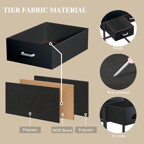 ALEXNUTRE Makeup Vanity Desk with Mirror and Lights, Small Vanity with Fabric Storage Drawer & Chair & Shelves, Vanity with Fold-up Panel and Power Outlet for Bedroom - style: Black